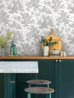 Toile Resource Library Campagne Toile Wallpaper - Gray