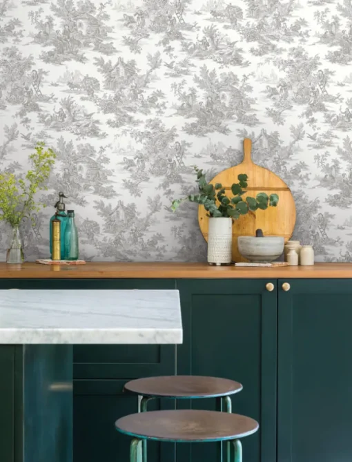 Toile Resource Library Campagne Toile Wallpaper - Gray