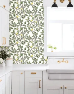 Toile Resource Library Limoncello Toile Wallpaper - Green