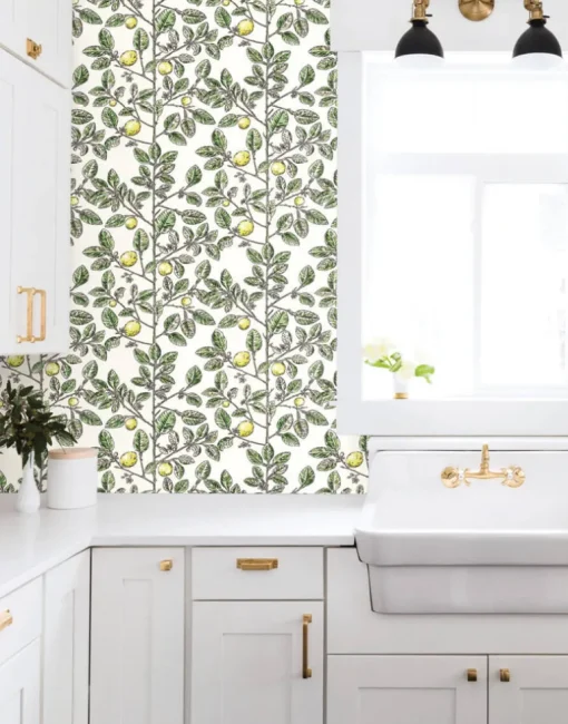 Toile Resource Library Limoncello Toile Wallpaper - Green
