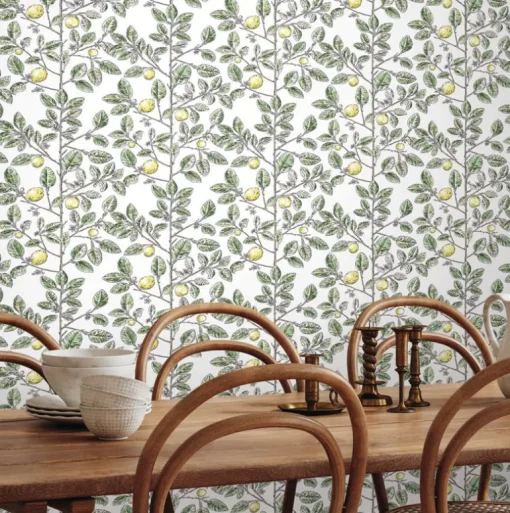 Toile Resource Library Limoncello Toile Wallpaper - Green