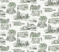 Toile Resource Library Modern Vista Toile Wallpaper - Green