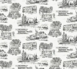 Toile Resource Library Modern Vista Toile Wallpaper - Black