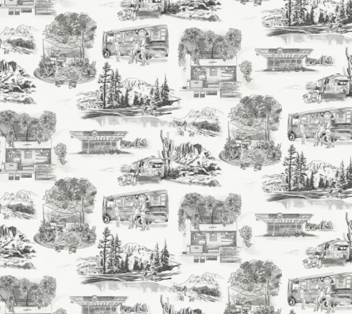 Toile Resource Library Modern Vista Toile Wallpaper - Black