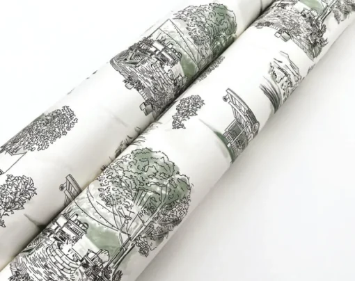 Toile Resource Library Modern Vista Toile Wallpaper - Green