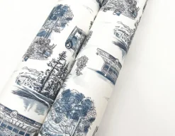 Toile Resource Library Modern Vista Toile Wallpaper - Blue