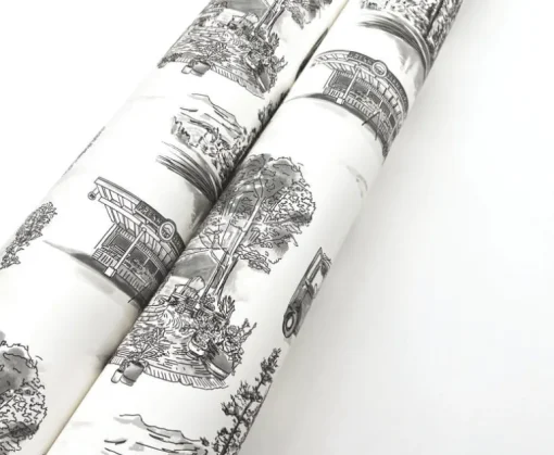 Toile Resource Library Modern Vista Toile Wallpaper - Black