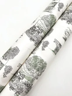 Toile Resource Library Modern Vista Toile Wallpaper - Green