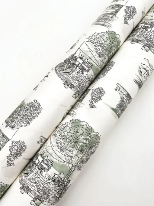Toile Resource Library Modern Vista Toile Wallpaper - Green