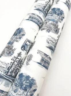 Toile Resource Library Modern Vista Toile Wallpaper - Blue