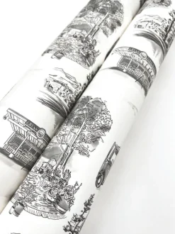 Toile Resource Library Modern Vista Toile Wallpaper - Black