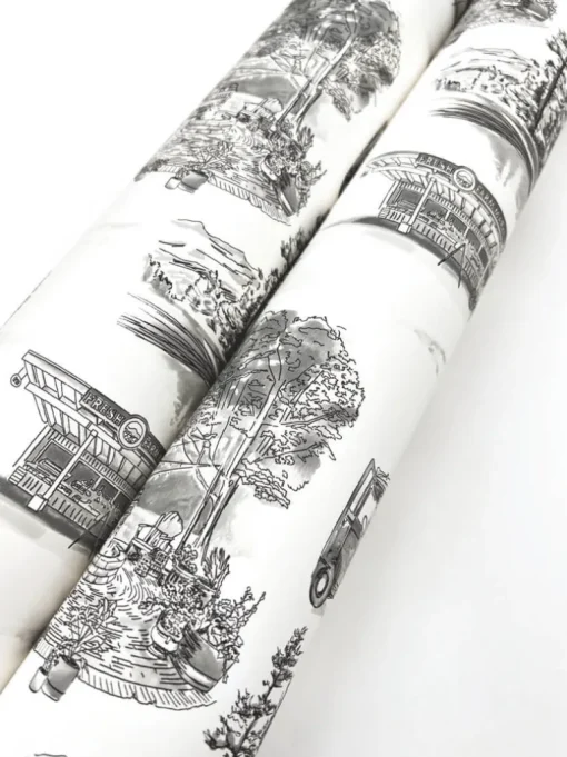 Toile Resource Library Modern Vista Toile Wallpaper - Black