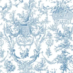 Toile Resource Library Old World Toile Wallpaper - Blue