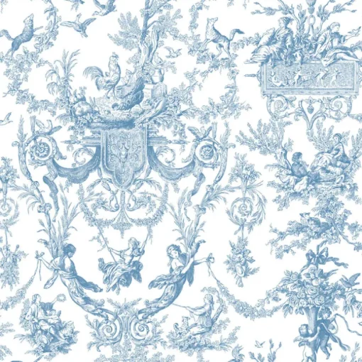 Toile Resource Library Old World Toile Wallpaper - Blue