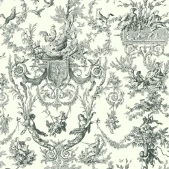 Toile Resource Library Old World Toile Wallpaper - Black