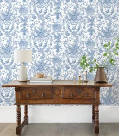Toile Resource Library Old World Toile Wallpaper - Blue