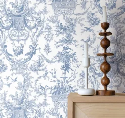 Toile Resource Library Old World Toile Wallpaper - Blue