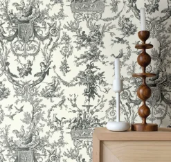 Toile Resource Library Old World Toile Wallpaper - Black