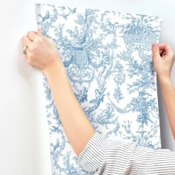 Toile Resource Library Old World Toile Wallpaper - Blue