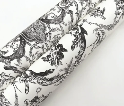 Toile Resource Library Old World Toile Wallpaper - Black