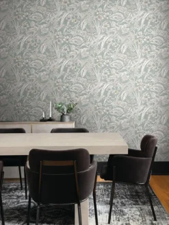 Toile Resource Library Orchid Conservatory Toile Wallpaper - Blue