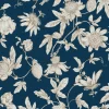 Toile Resource Library Passion Flower Toile Wallpaper - Blue