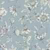 Toile Resource Library Passion Flower Toile Wallpaper - Blue