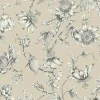 Toile Resource Library Passion Flower Toile Wallpaper - Brown