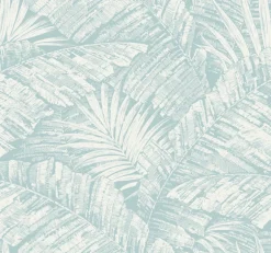 Toile Resource Library Palm Cove Toile Wallpaper - Blue