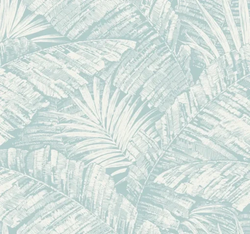 Toile Resource Library Palm Cove Toile Wallpaper - Blue