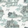 Toile Resource Library Pagoda And Sampan Scenic Wallpaper - Blue
