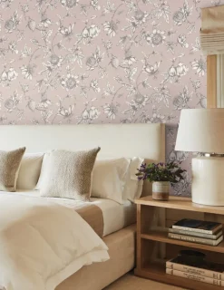 Toile Resource Library Passion Flower Toile Wallpaper - Purple