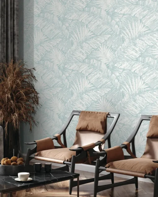 Toile Resource Library Palm Cove Toile Wallpaper - Blue