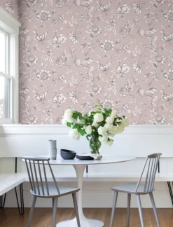 Toile Resource Library Passion Flower Toile Wallpaper - Purple