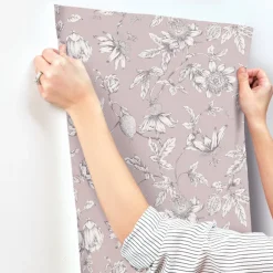 Toile Resource Library Passion Flower Toile Wallpaper - Purple