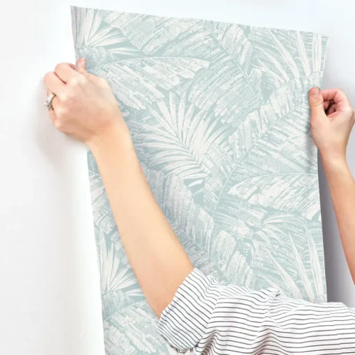 Toile Resource Library Palm Cove Toile Wallpaper - Blue