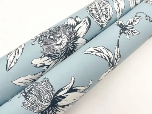Toile Resource Library Passion Flower Toile Wallpaper - Blue