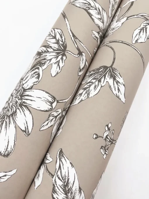 Toile Resource Library Passion Flower Toile Wallpaper - Brown