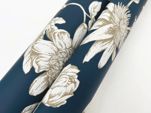 Toile Resource Library Passion Flower Toile Wallpaper - Blue