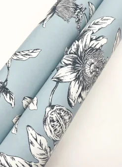 Toile Resource Library Passion Flower Toile Wallpaper - Blue