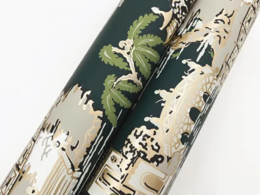 Toile Resource Library Pagoda And Sampan Scenic Wallpaper - Green