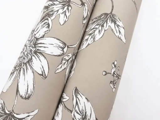 Toile Resource Library Passion Flower Toile Wallpaper - Brown