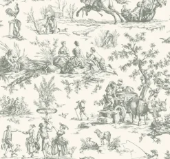 Toile Resource Library Seasons Toile Wallpaper - Gray