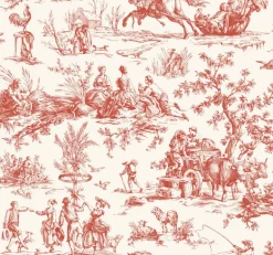 Toile Resource Library Seasons Toile Wallpaper - Red