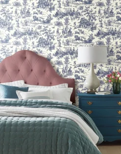 Toile Resource Library Seasons Toile Wallpaper - Blue
