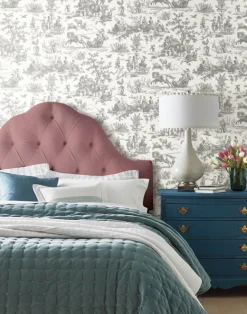 Toile Resource Library Seasons Toile Wallpaper - Gray