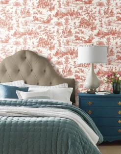 Toile Resource Library Seasons Toile Wallpaper - Red