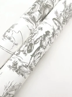 Toile Resource Library Seasons Toile Wallpaper - Gray