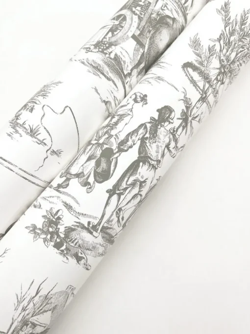 Toile Resource Library Seasons Toile Wallpaper - Gray