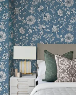 Toile Resource Library Sutton Wallpaper - Blue